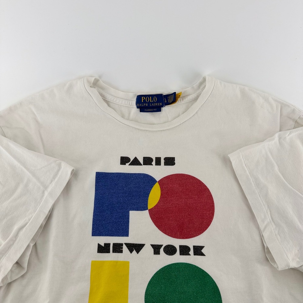 Polo Ralph Lauren Paris New York London Graphic T-Shirt Classic Fit Large White